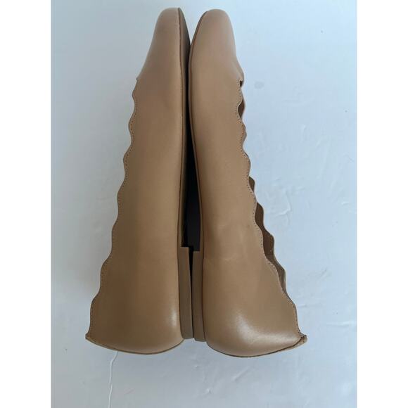 Copper Key Lovely Leather Beige Tan Scalloped Edge Ballet Flat Comfort Shoes 8 - Picture 6 of 8